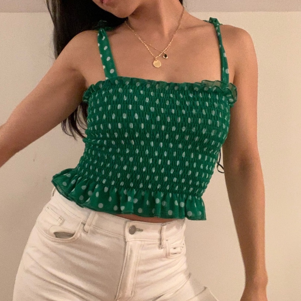 Zara polka dot tie top